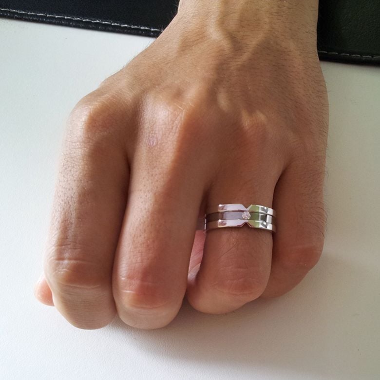 Bague Homme en Or blanc et  Diamant 0.055ct | Horace - 2