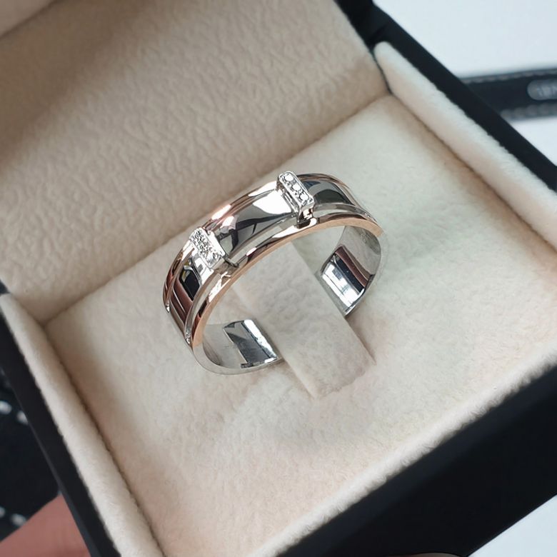 Bague 2 ors Homme - Or rose et blanc 18cts - 6 Diamants - 3