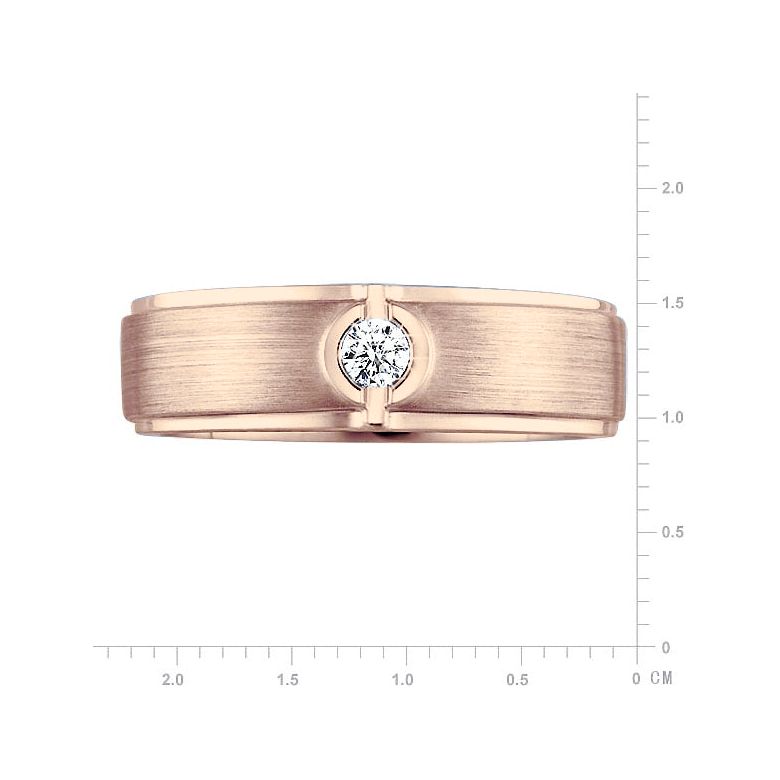 Bague Homme or rose. Diamant solitaire. Or 750/1000 brossé et poli | Lorenzo - 2