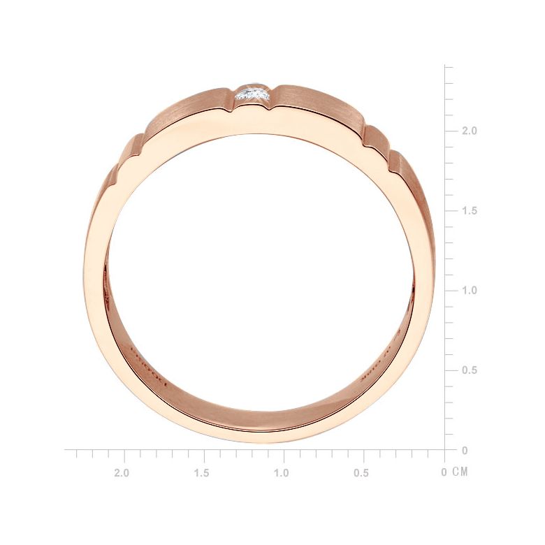 Bague dentelée pour homme or rose brossé et poli 18 carats, Diamant | Hamlet - 2