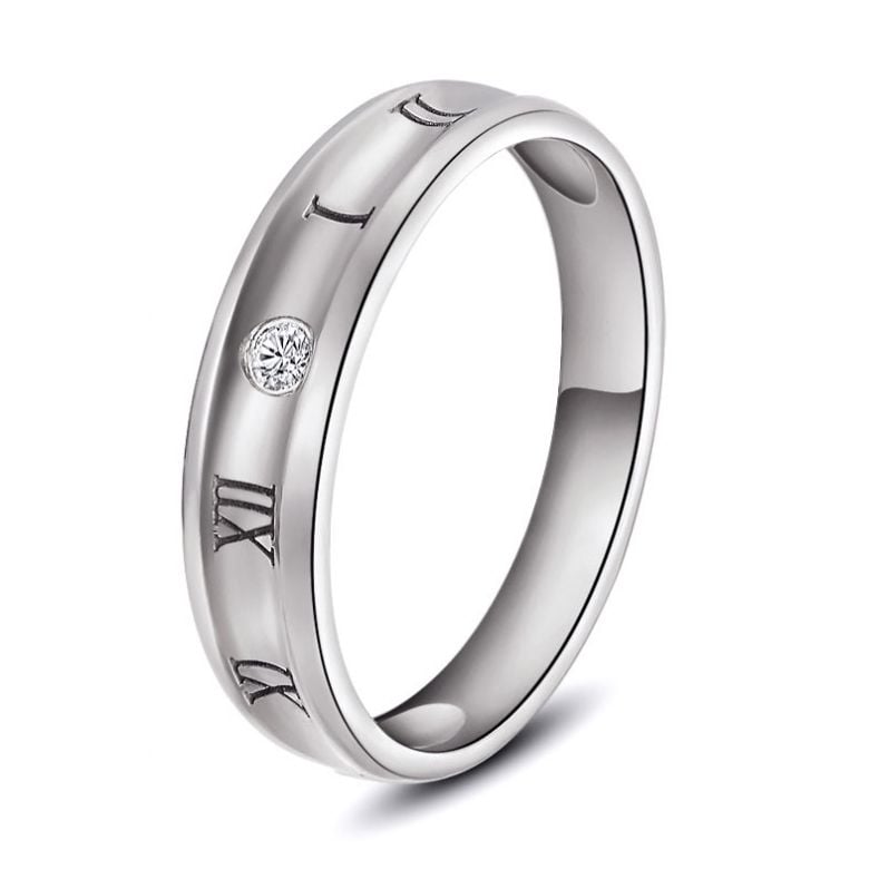 Bague pour homme en Or blanc | Chiffre Romain - 1