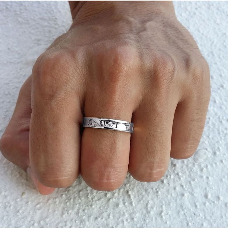 Bague pour homme en Or blanc | Chiffre Romain - 2