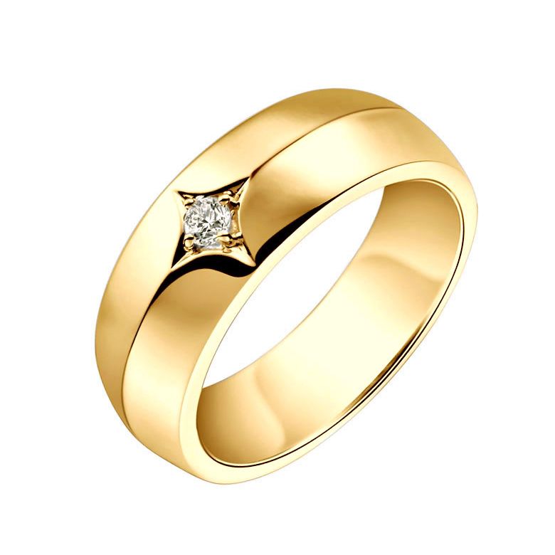 Chevalière - Bague chevalière homme en or jaune - 1 diamant central | Borgia - 1
