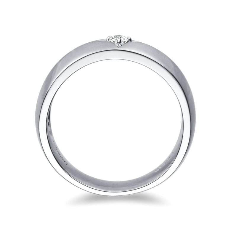 Chevalière - Bague chevalière homme en or blanc - 1 diamant central | Borgia - 5