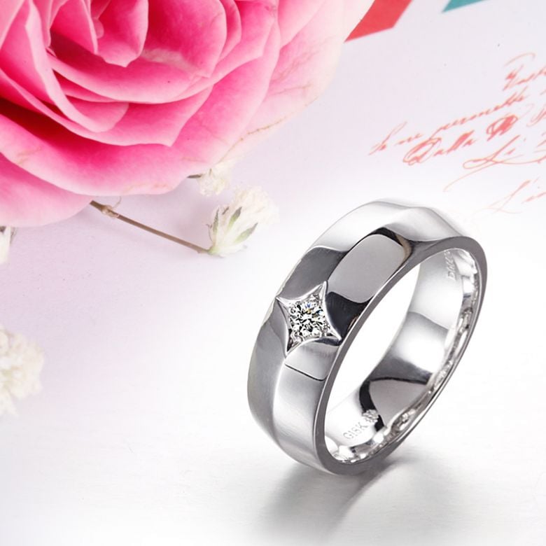 Chevalière - Bague chevalière homme en or blanc - 1 diamant central | Borgia - 6