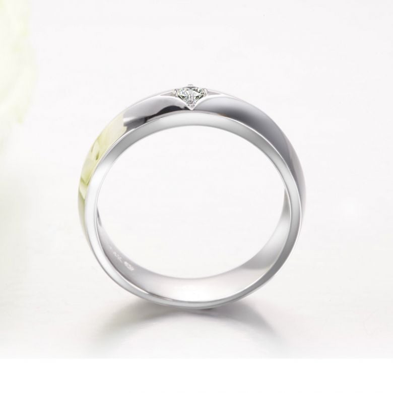 Chevalière - Bague chevalière homme en or blanc - 1 diamant central | Borgia - 7