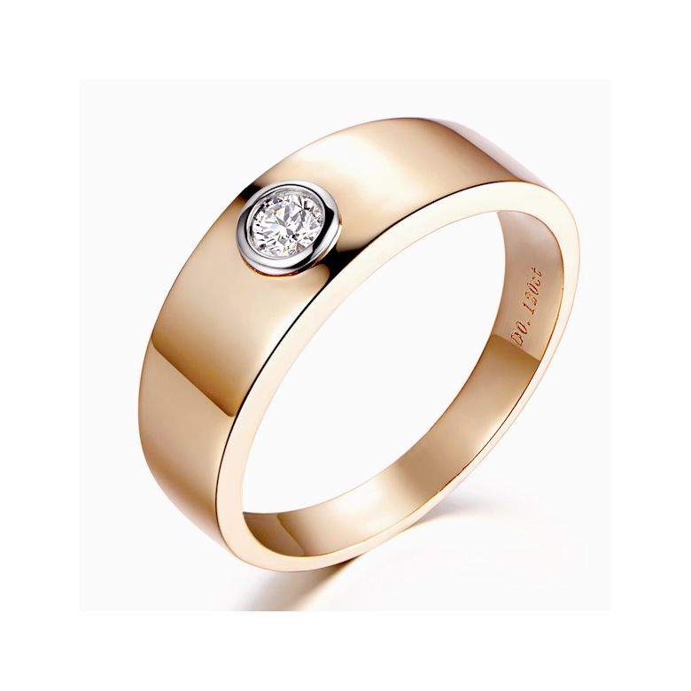 Chevalière Homme Léon Or Rose & Blanc - Bague Anneau en Diamant | Gemperles - 1