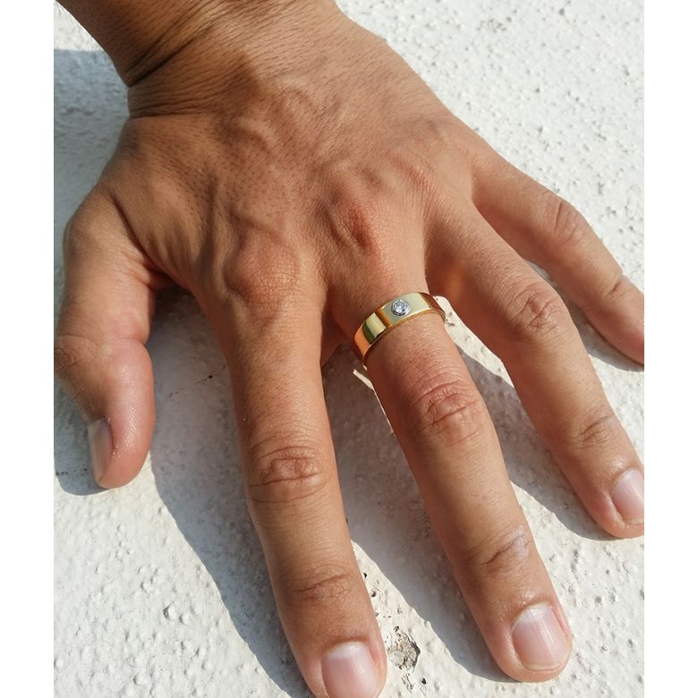 Chevalière Homme Léon Or Rose & Blanc - Bague Anneau en Diamant | Gemperles - 3