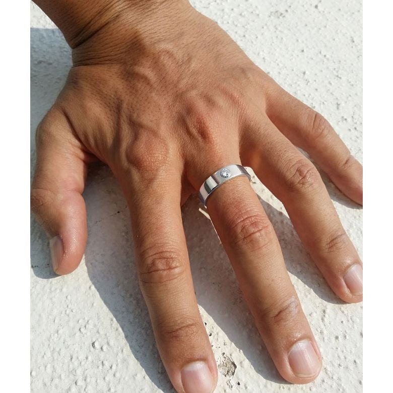 Chevalière Homme Melo Or Blanc - Bague Anneau en Diamant | Gemperles - 2