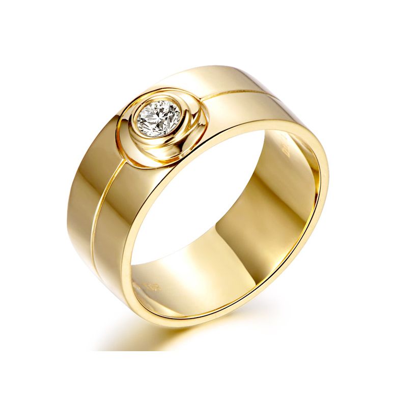 Bague homme chevalière - 8mm or jaune 18cts - Diamant | Octave - 1