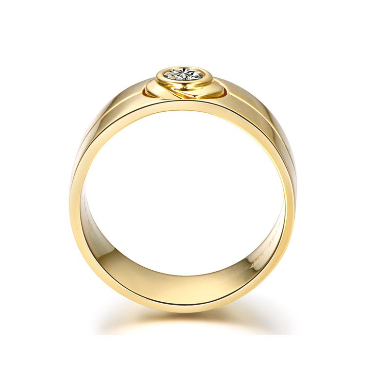Bague homme chevalière - 8mm or jaune 18cts - Diamant | Octave - 6
