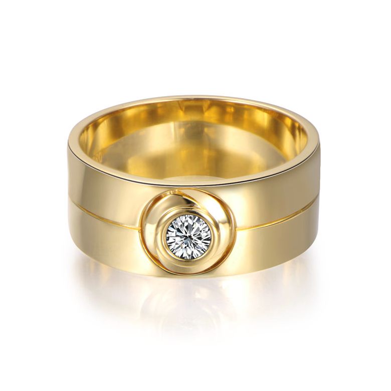 Bague homme chevalière - 8mm or jaune 18cts - Diamant | Octave - 4