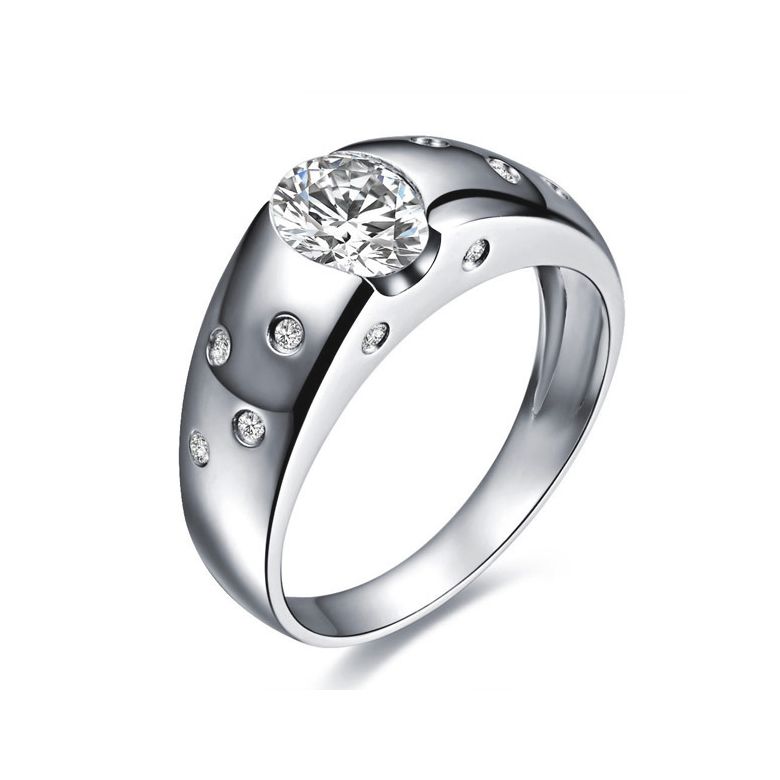 Bague pour homme or blanc 18cts - Mille éclats diamantés | Spencer - 1