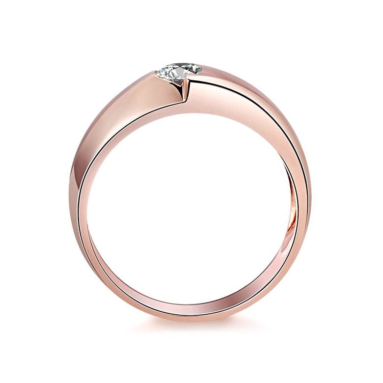 Bague homme duo d'or rose serti d'un diamant de 0.50ct | Gemperles - 2