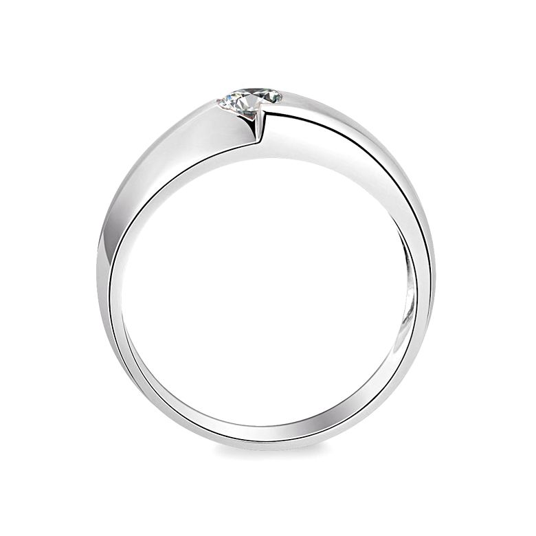 Bague homme duo d'or blanc serti d'un diamant de 0.50ct | Gemperles - 2