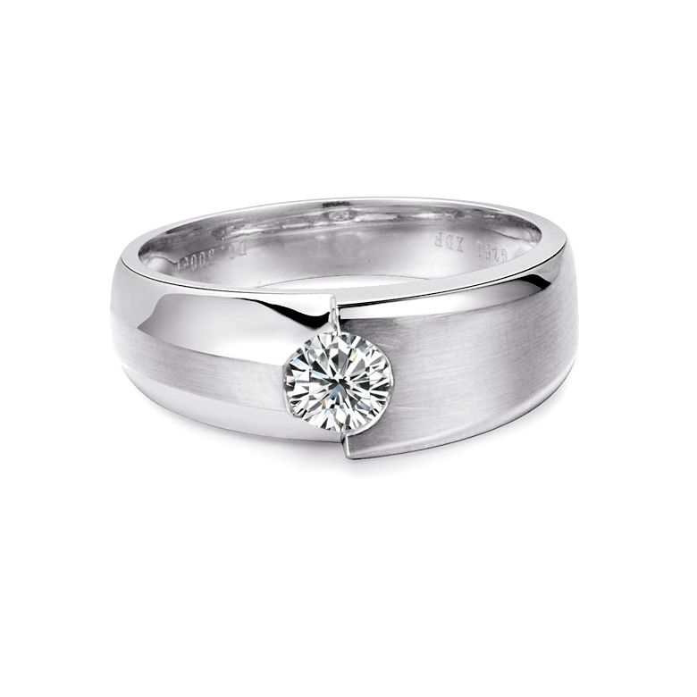 Bague homme duo d'or blanc serti d'un diamant de 0.50ct | Gemperles - 3