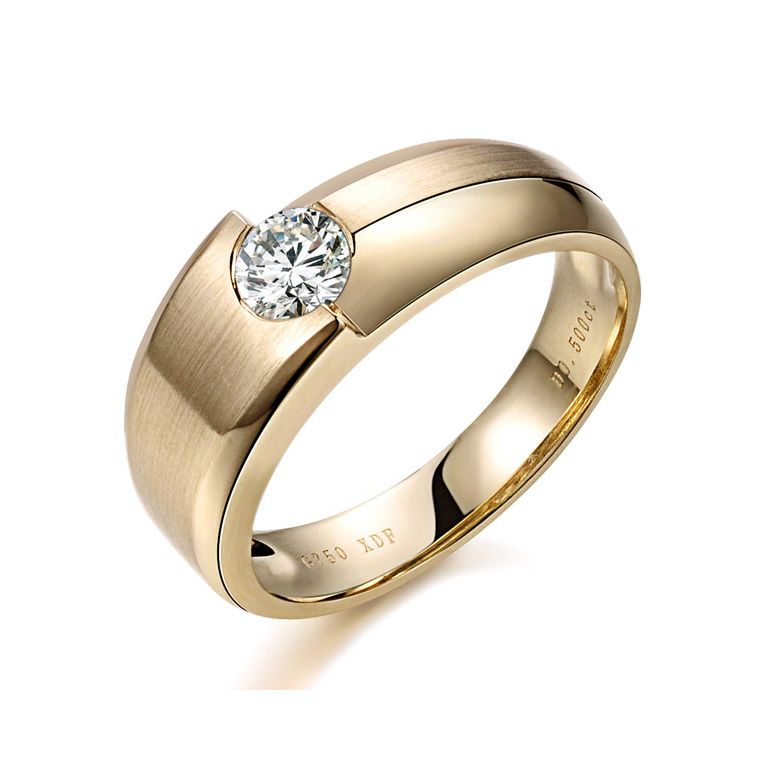 Bague homme Malcom - Duo d'or jaune serti d'un diamant de 0.50ct | Gemperles - 1