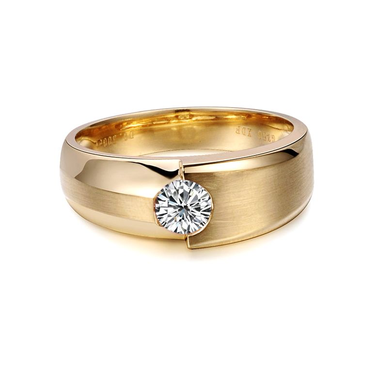 Bague homme Malcom - Duo d'or jaune serti d'un diamant de 0.50ct | Gemperles - 3