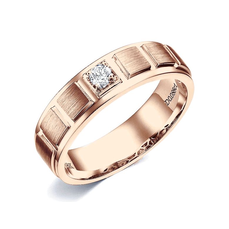 Bague en or rose pour Homme. Finition polie et brossée. Diamant | Elbow - 1