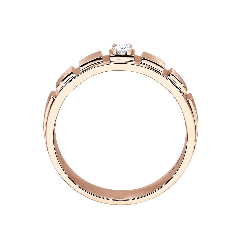 Bague en or rose pour Homme. Finition polie et brossée. Diamant | Elbow - 3
