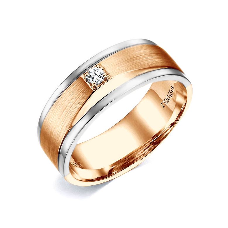 Bague Homme Or rose & blanc 18cts. Diamants 0.045ct | Richard - 1