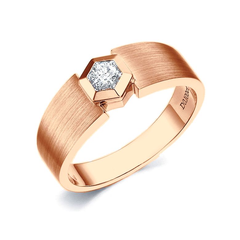 Bague Hommes en Or rose et sertie d'un Diamant taille brillant | Capitaine - 1