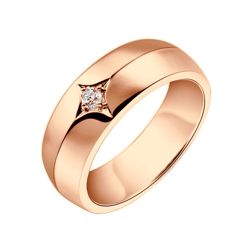 Chevalière - Bague chevalière homme en or rose - 1 diamant central | Borgia - 1
