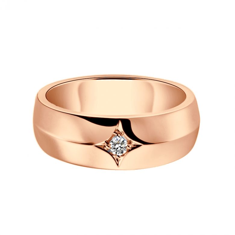 Chevalière - Bague chevalière homme en or rose - 1 diamant central | Borgia - 3