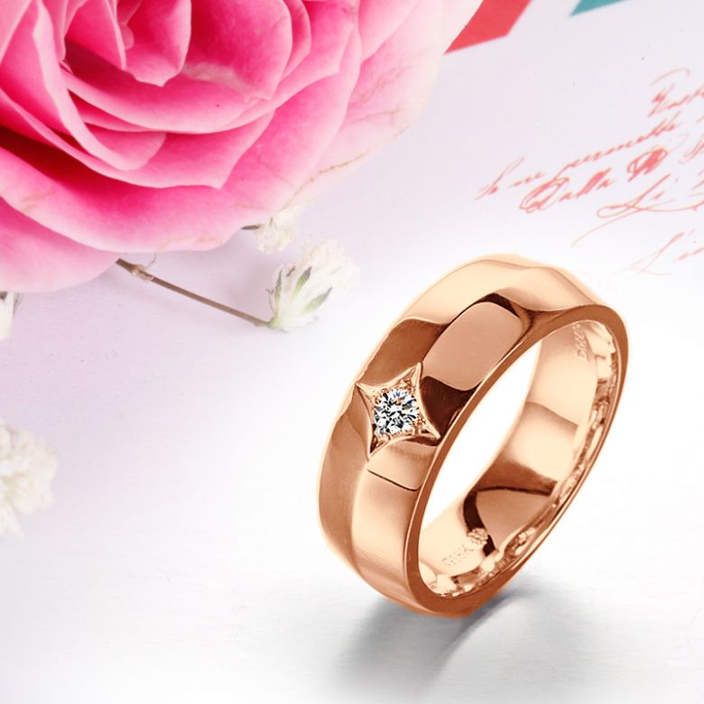 Chevalière - Bague chevalière homme en or rose - 1 diamant central | Borgia - 5