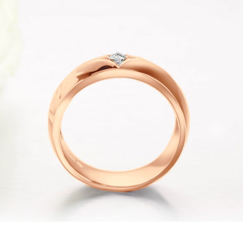 Chevalière - Bague chevalière homme en or rose - 1 diamant central | Borgia - 6