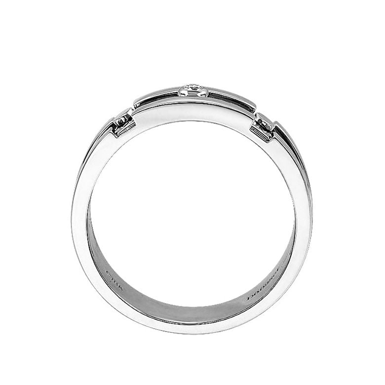 Bijouterie - Bague pour homme originale - Anneau or blanc - Diamant - 4