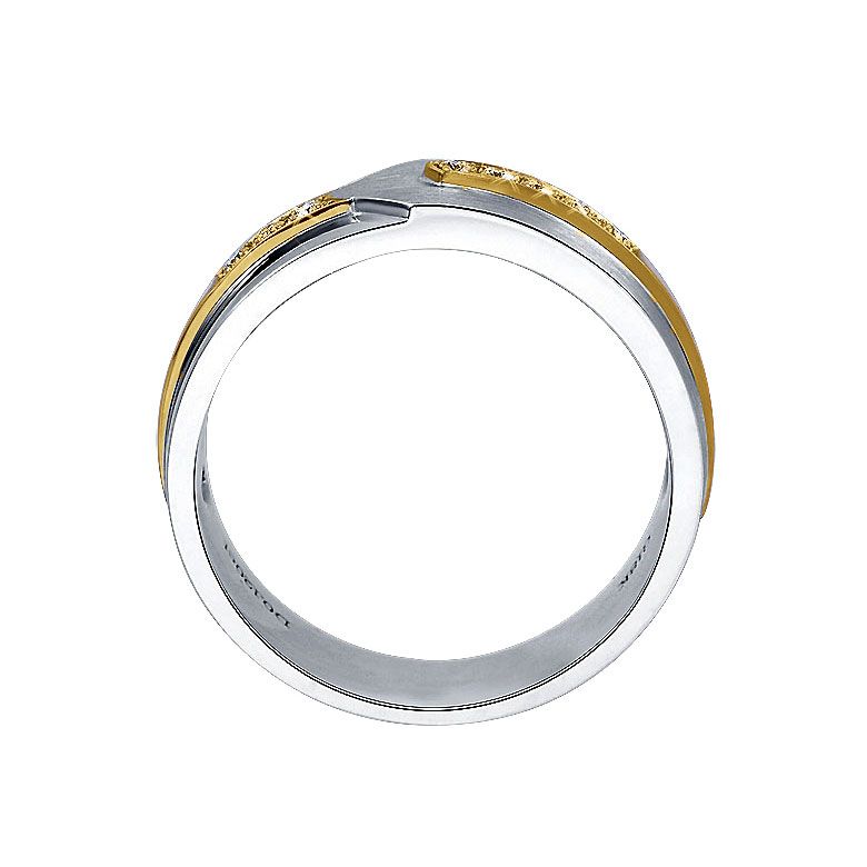Bague Homme moderne. Or blanc et jaune 18cts, 8 Diamants VS / G | Camillo - 2