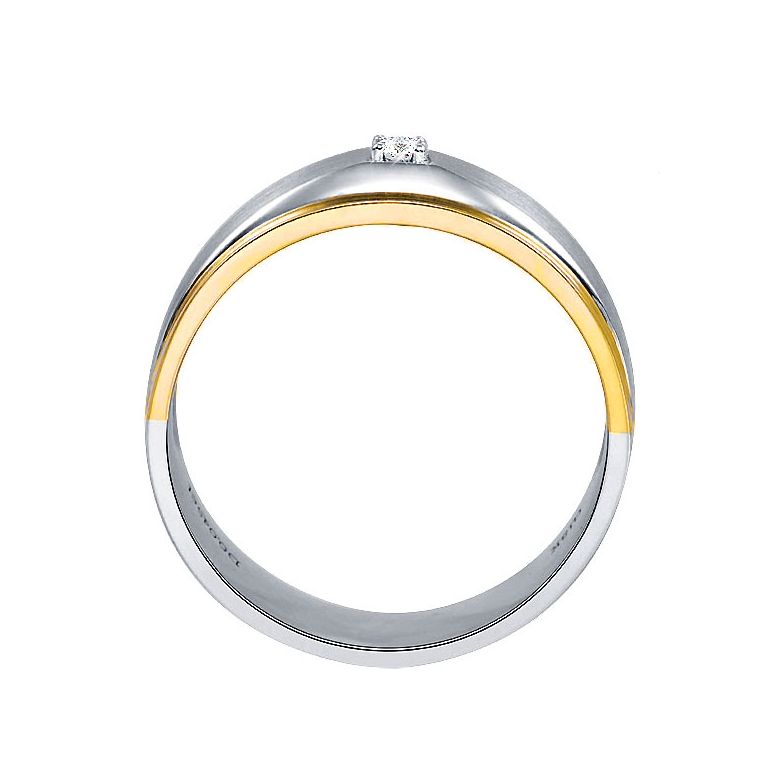 Bague Homme. Or blanc & jaune 18cts, Diamants 0.045ct | Richard - 2