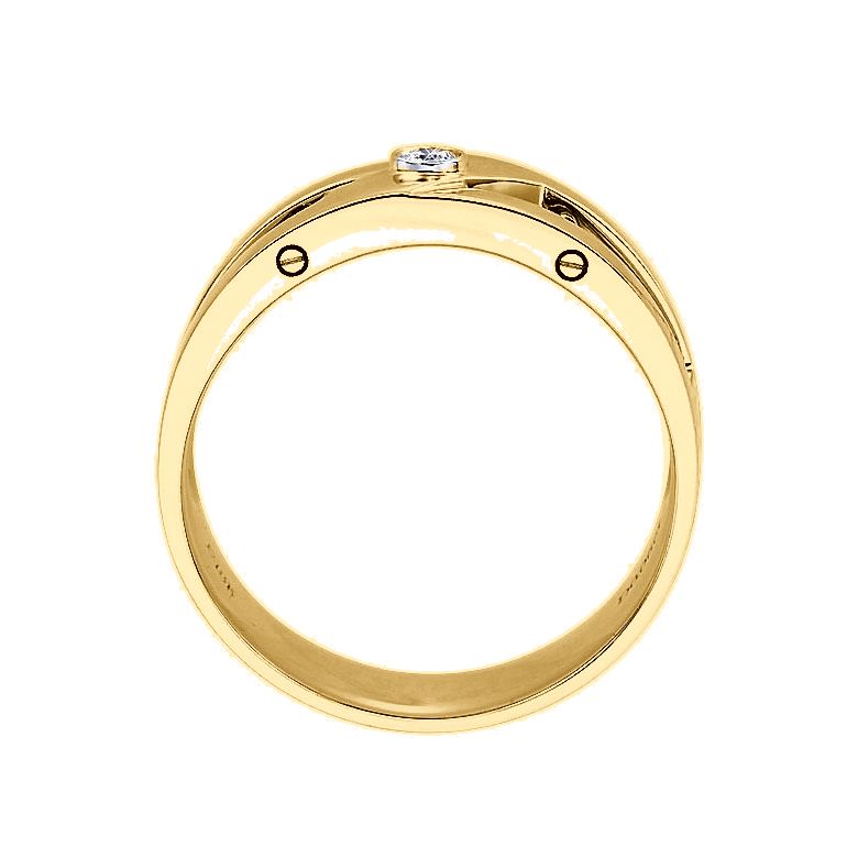 Bague or homme esthétique - Diamant clos - Or jaune 750/1000 - 5