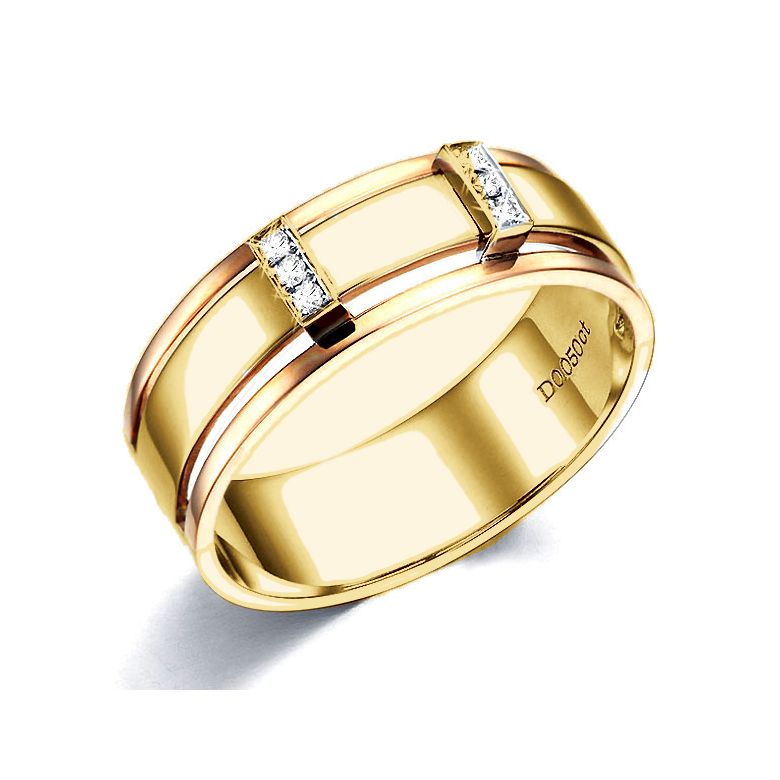 Bague 2 ors Homme - Or jaune et rose 18cts - 6 Diamants - 1