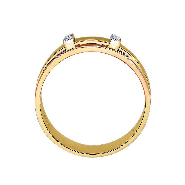 Bague 2 ors Homme - Or jaune et rose 18cts - 6 Diamants - 2