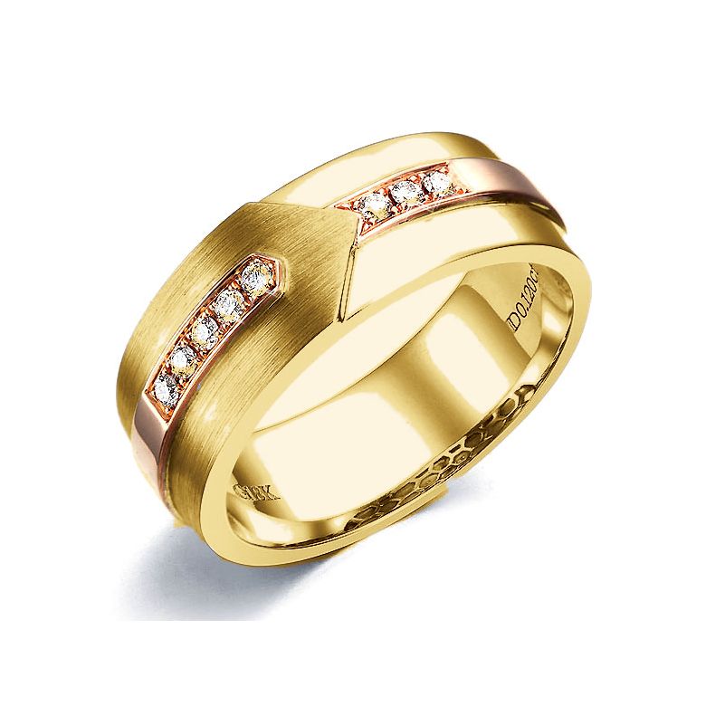 Bague Homme moderne. Or jaune et rose 18cts, 8 Diamants VS / G | Camillo - 1