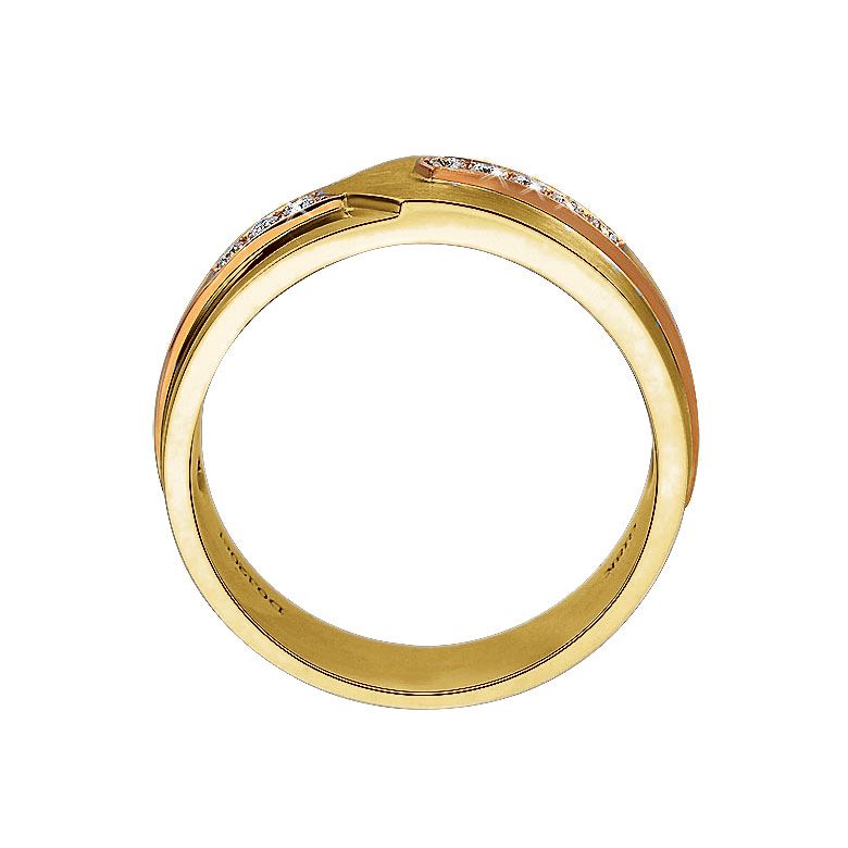 Bague Homme moderne. Or jaune et rose 18cts, 8 Diamants VS / G | Camillo - 2