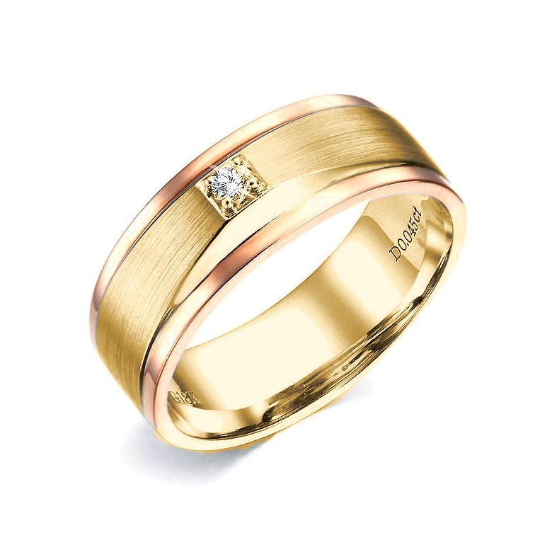 Bague Homme. Or jaune & rose 18cts, Diamants 0.045ct | Richard - 1