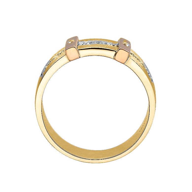 Bague pour hommes - Or jaune - Barrettes cloutées or rose - Diamants - 2