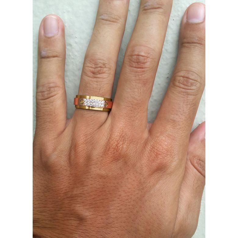 Bague pour homme métal or jaune et rose, brossé et poli - Diamants - 2