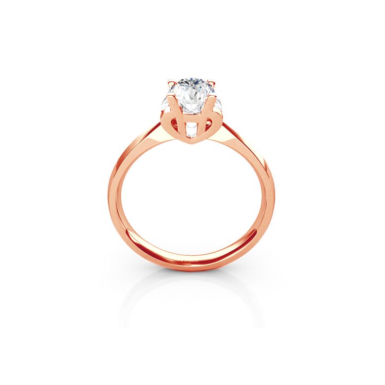 Bague prénom - Lettre H - Diamant, or rose | Gemperles - 1