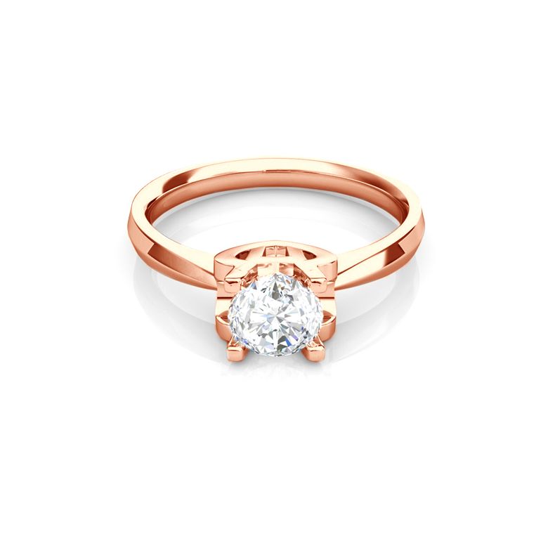 Bague prénom - Lettre H - Diamant, or rose | Gemperles - 3