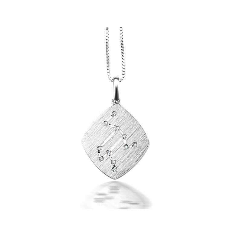 Pendentif astrologique - Constellation du lion - Or blanc, diamants - 1
