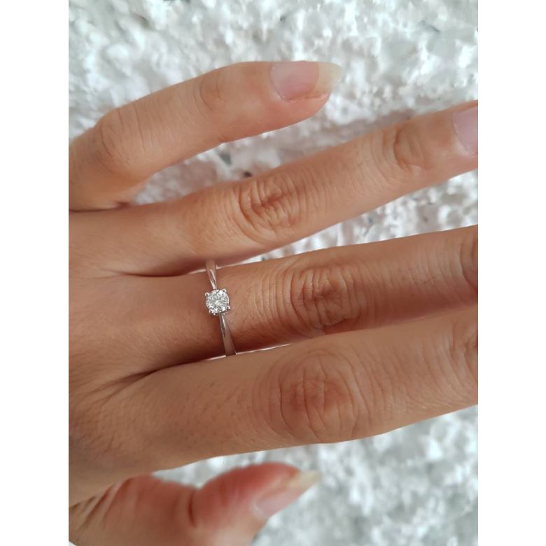 Bague prénom - Lettre N - Diamant, or blanc | Gemperles - 3