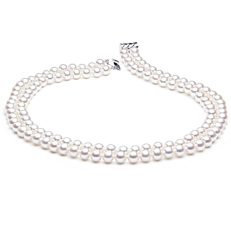 Collier perles 2 rangs - Collier perles mariage - 6.5/7mm - 5