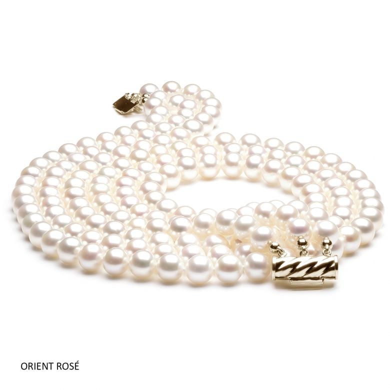 Collier 3 rangs - Collier triple fil perles blanches - 7/7.5mm - AAA - 3