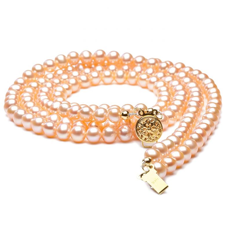 collier double rang perles roses - Perles de culture Chine - 5/5.5mm - 1