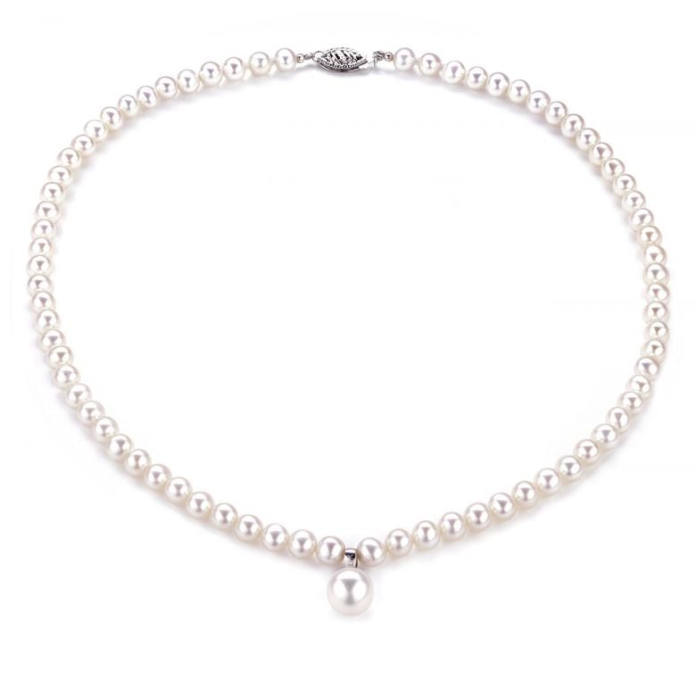 Collier Pendentif Opéra I Perles blanches Mariage - 1