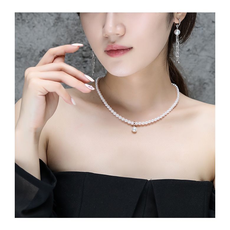 Collier Pendentif Opéra I Perles blanches Mariage - 2